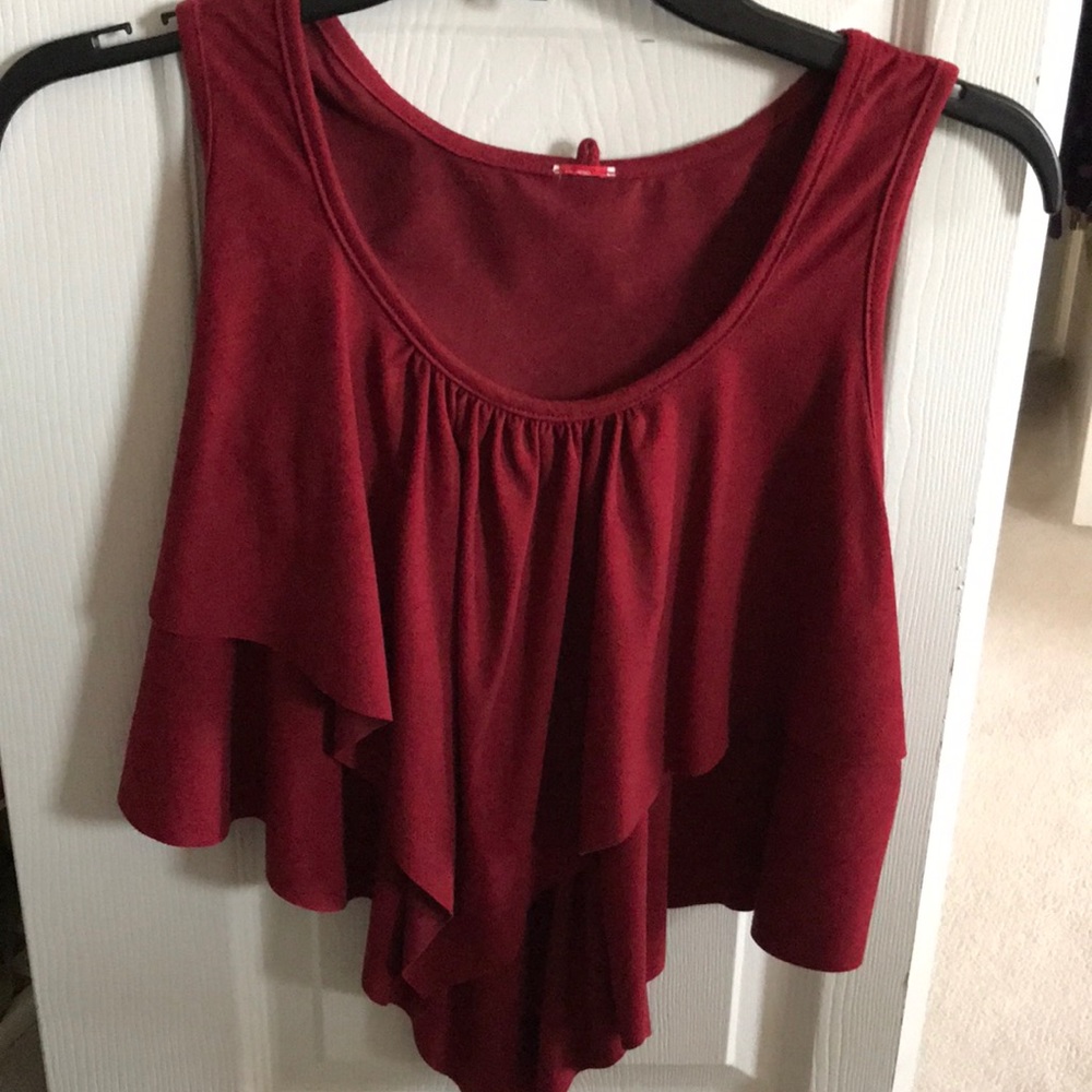 Velvet ruffle tank top